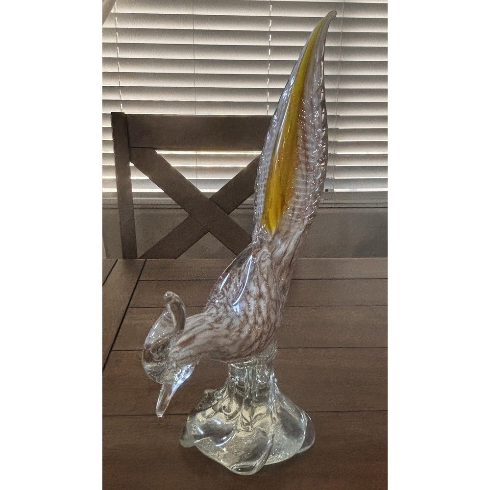 Vintage Murano Art Glass Pheasant Figurine 12" Italian Hand Blown Bird MCM
